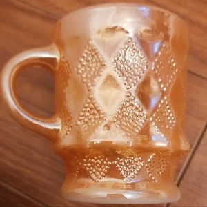 Vintage Peach Lustre fire king anchor hocking mug